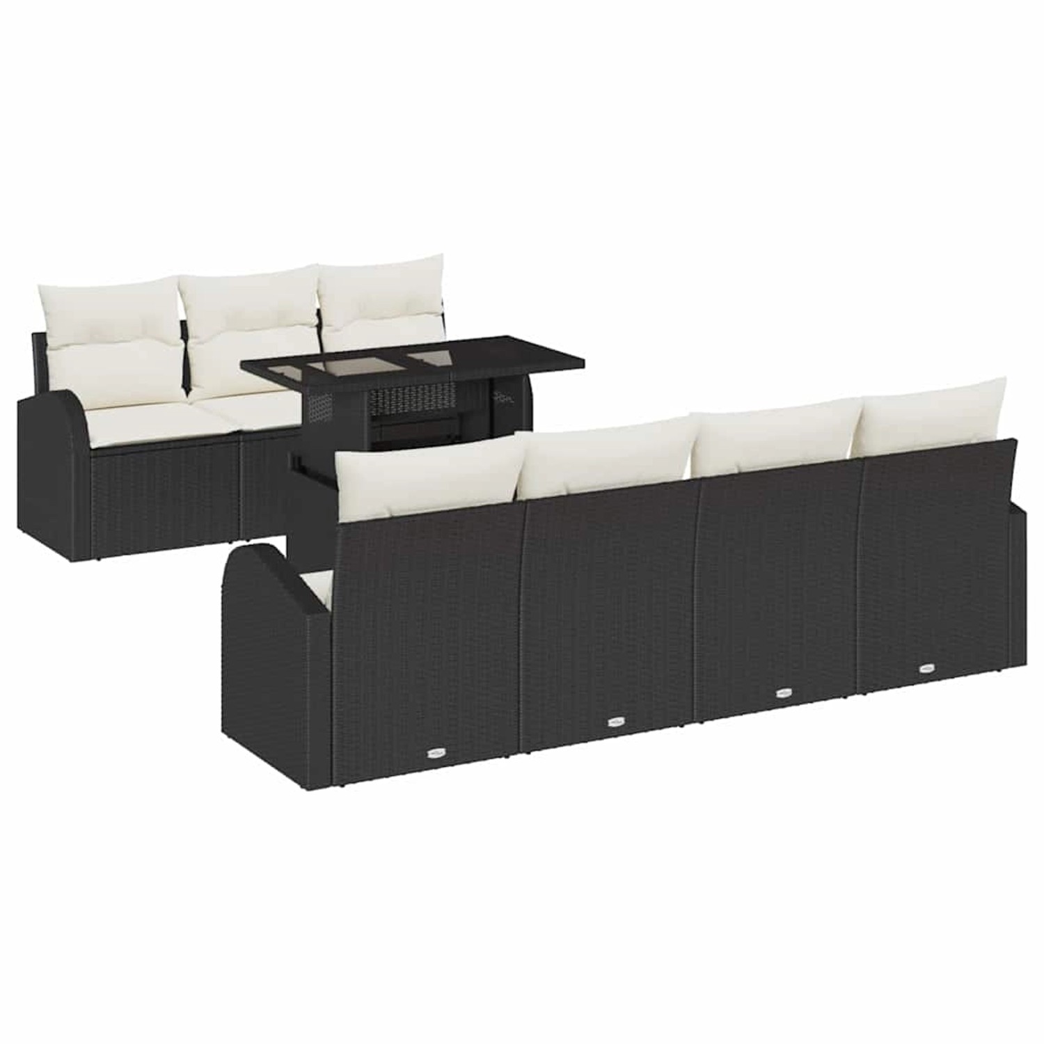 vidaXL Garten-Sofa-Set mit Kissen 8-Tlg Schwarz Poly Rattan 3348583 günstig online kaufen