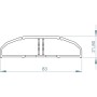 Technisches Profilbild der Evoline Wirelane Schreibtisch Kabelführung. Querschnitt mit Breite 83 mm und Höhe 21,8 mm für Kabel.