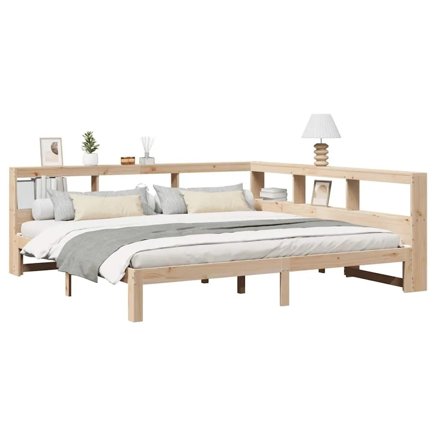 vidaXL Massivholzbett mit Regal ohne Matratze 180x200 cm Kiefernholz 332437 günstig online kaufen