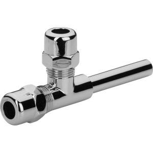 LUX Quetschverschraubung Ø 10 mm T-Stück aus verchromtem Messing für Sanitärinstallationen.