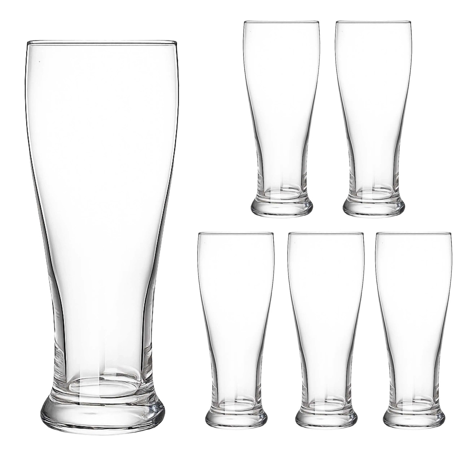 Relaxdays Biergläser Soda-Kalk-Glas Klar 6er Set Spülmaschinengeeignet 19,2 cm x 6,4 cm x 7,35 cm 460 ml