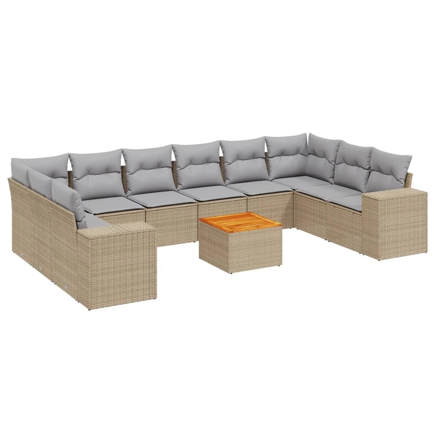 vidaXL 11-Tlg Garten-Sofagarnitur mit Kissen Beige Poly Rattan 3225618 günstig online kaufen