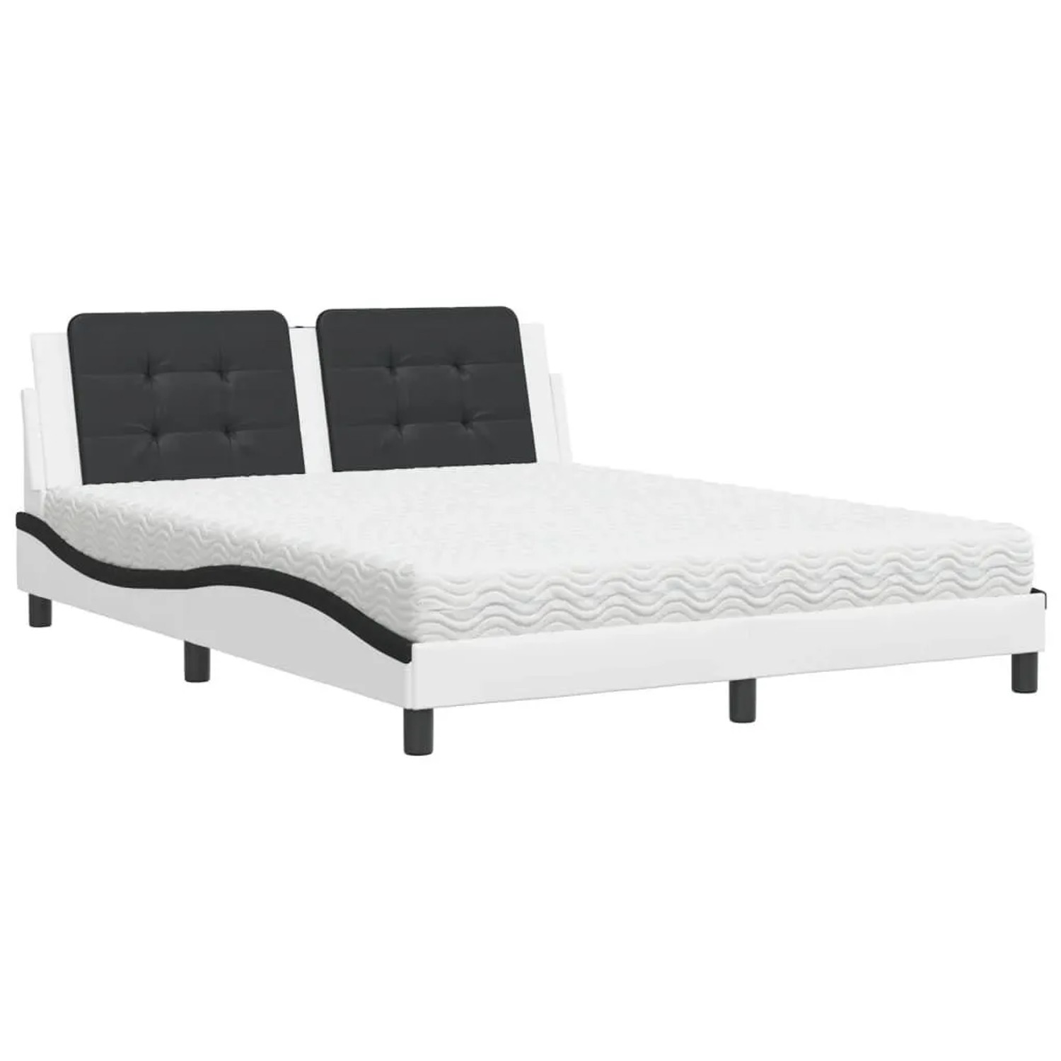 vidaXL Bett mit Matratze Zadar Weiß und Schwarz 160x200 cm Kunstleder 3208879