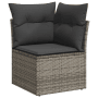 Graues vidaXL Gartenmöbel-Set: Ecksofa aus Polyrattan mit Kissen.