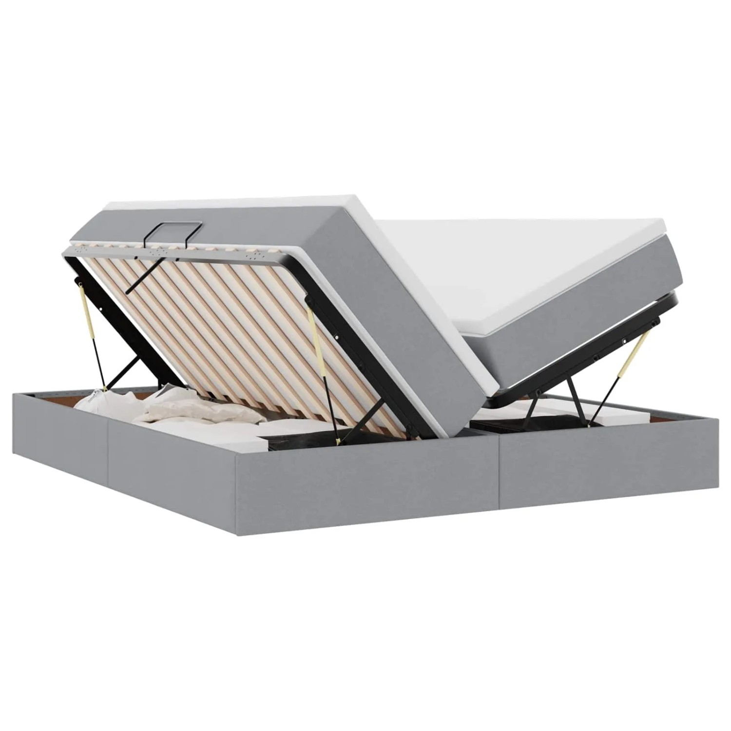 vidaXL Aufbewahrungsbett mit Matratze Hellgrau 180 x 200 cm Polyester 3370349