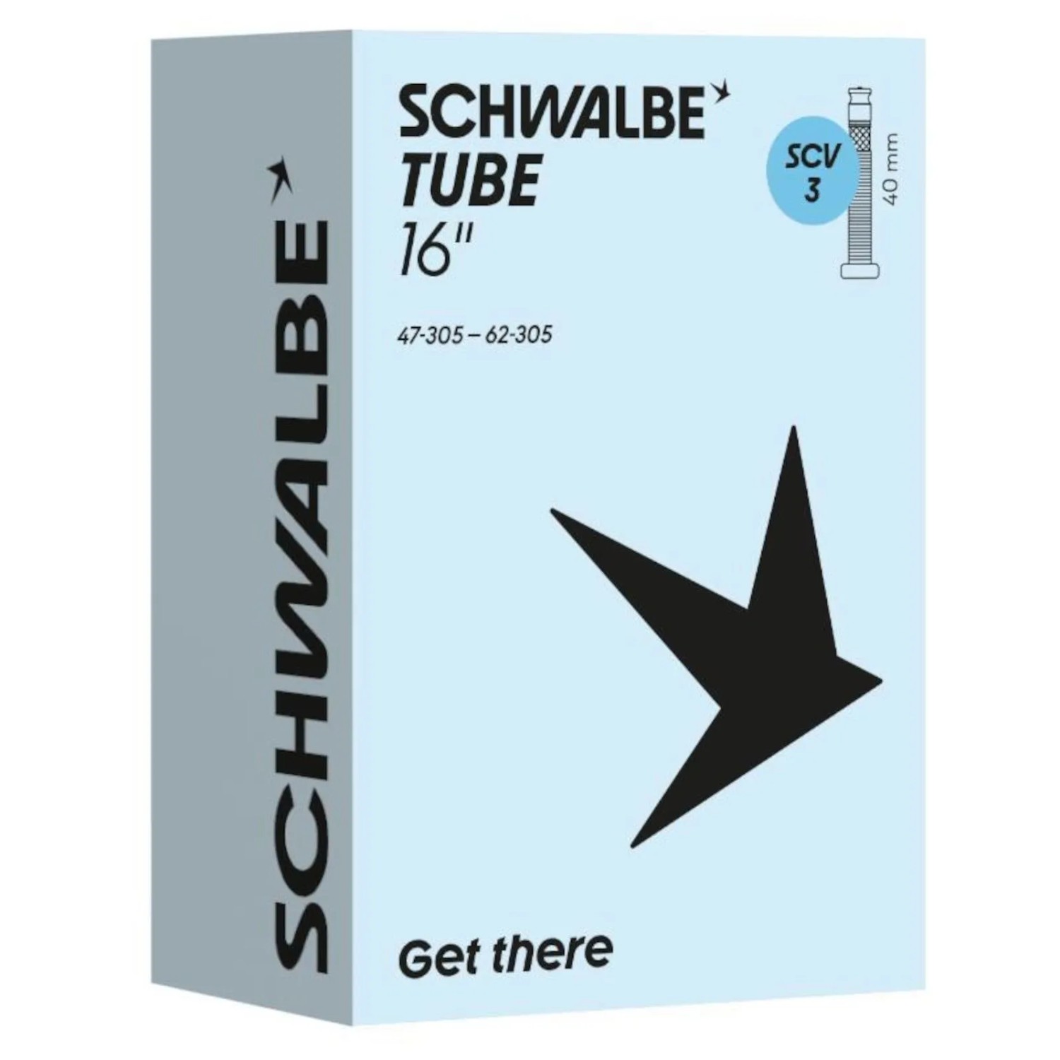 Schwalbe Fahrradschlauch SCV 3 16 Zoll Clik Valve 40mm ETRTO 47/62-305