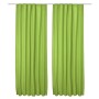 Zwei grüne Beautissu Amelie Thermo-Vorhänge mit Kräuselband, 140x245cm, für Fenster.