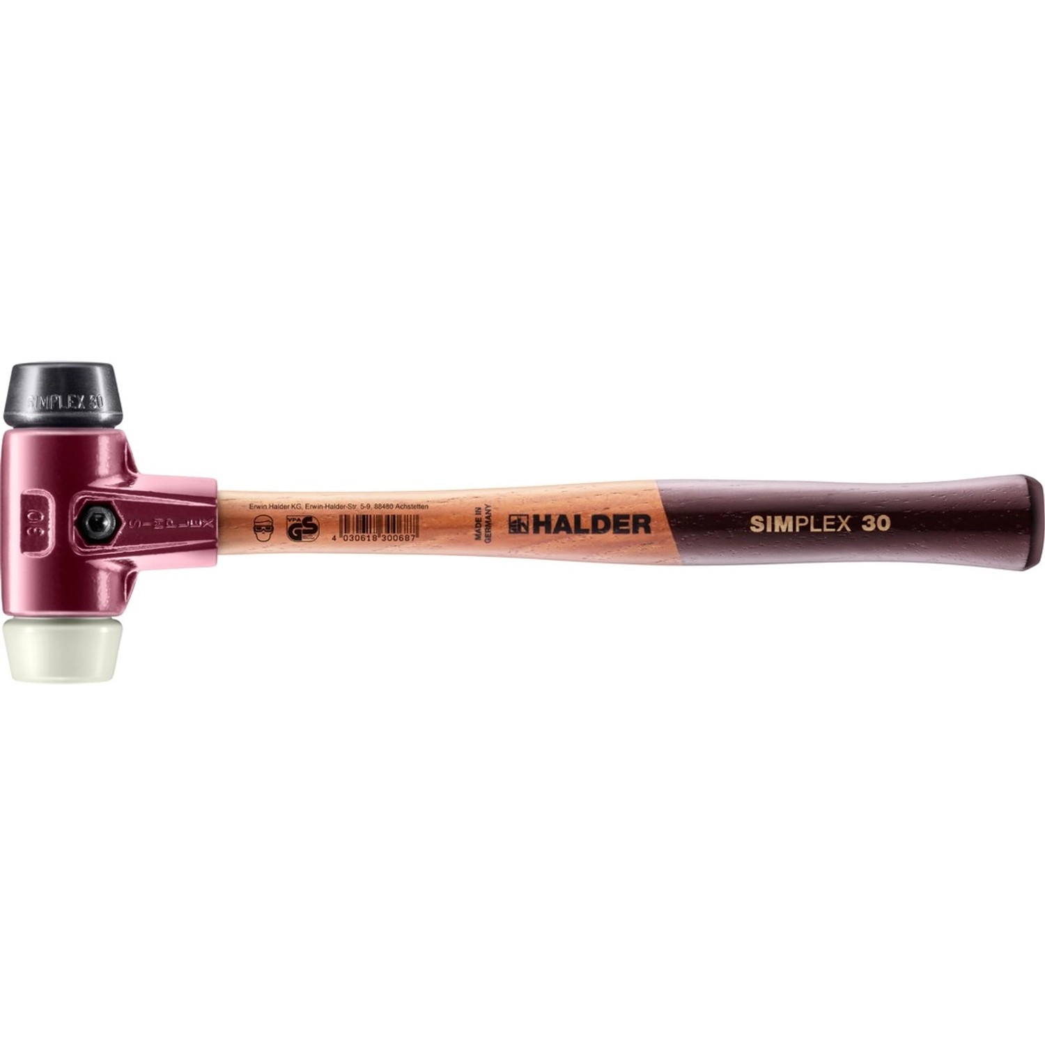Halder Simplex Schonhammer Ø 30 mm Gummi   Nylon mit Tempergussgehäuse günstig online kaufen