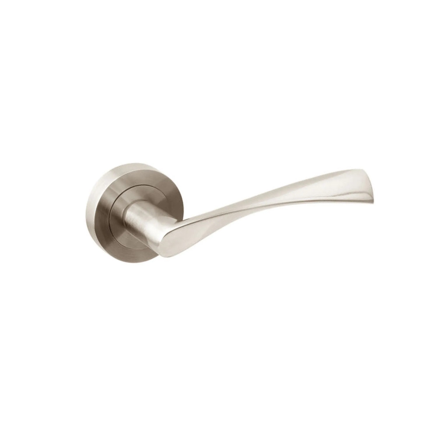 Emuca Satz Tieftürdrückergarnitur mit Rosette D53 mm Modell L Gerade Edelstahl Nickel Satiniert