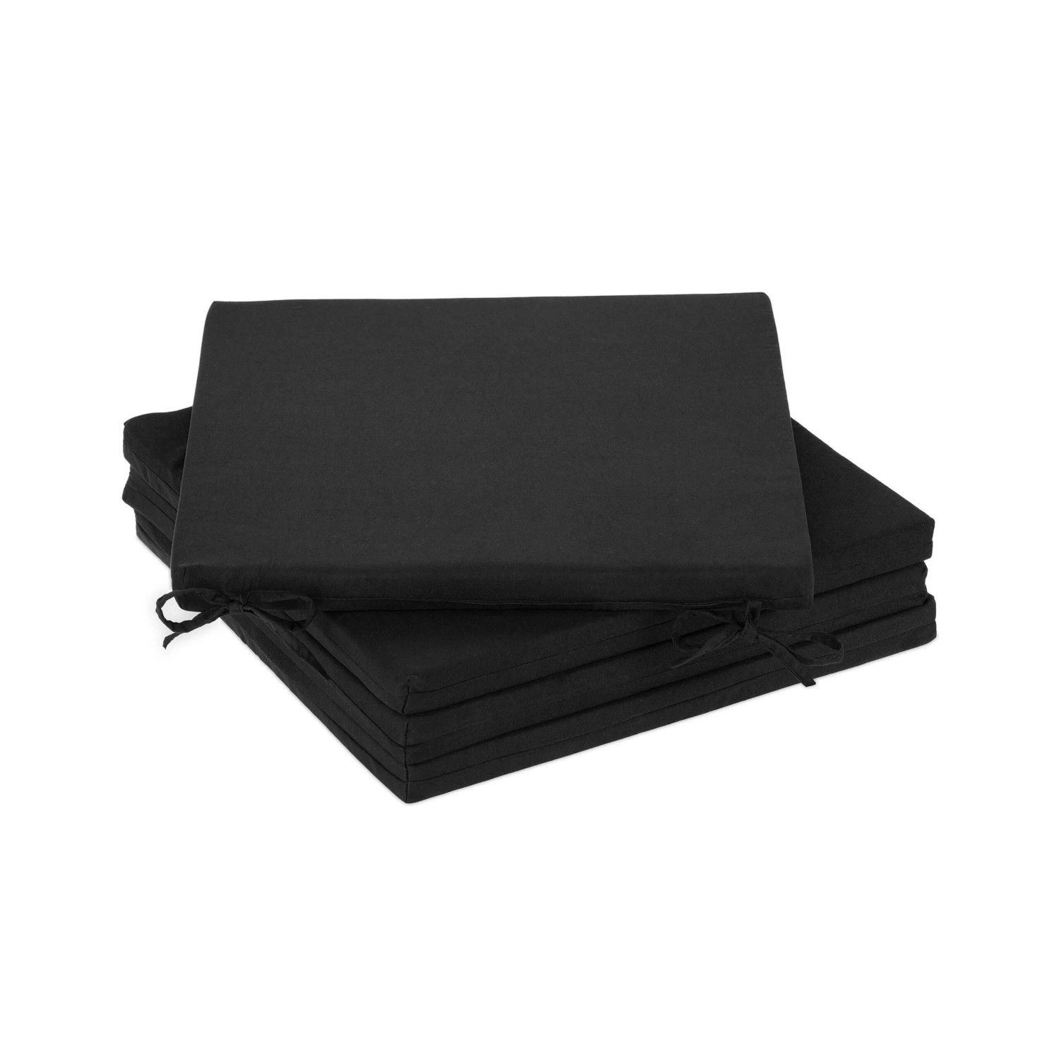 Relaxdays Stuhlkissen Polyester Schaumstoff Schwarz mit Bindebändern 4er Set 3 cm x 39,5 cm x 39,5 cm