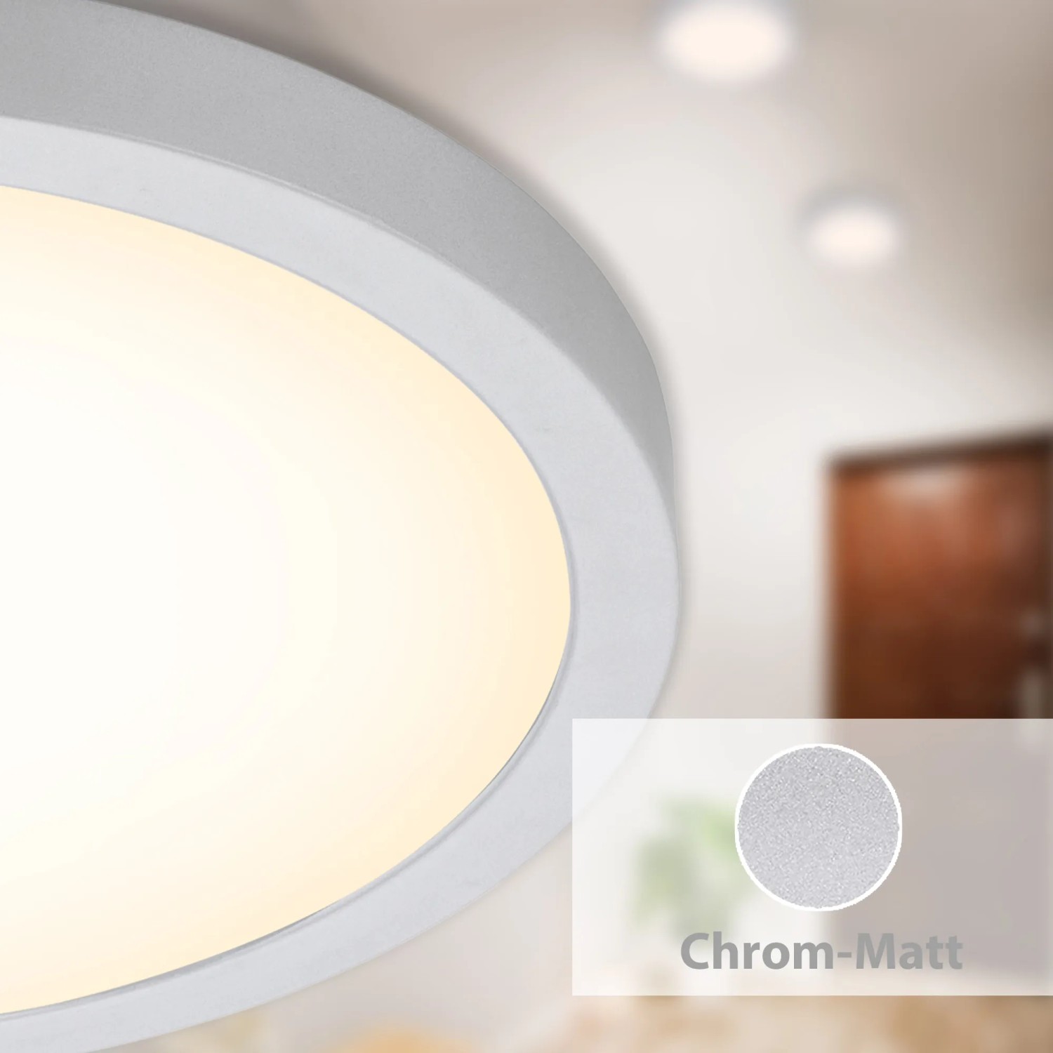Moderne, runde LED Deckenleuchte Fire von Briloner, Chrom-Matt, 24,5W.
