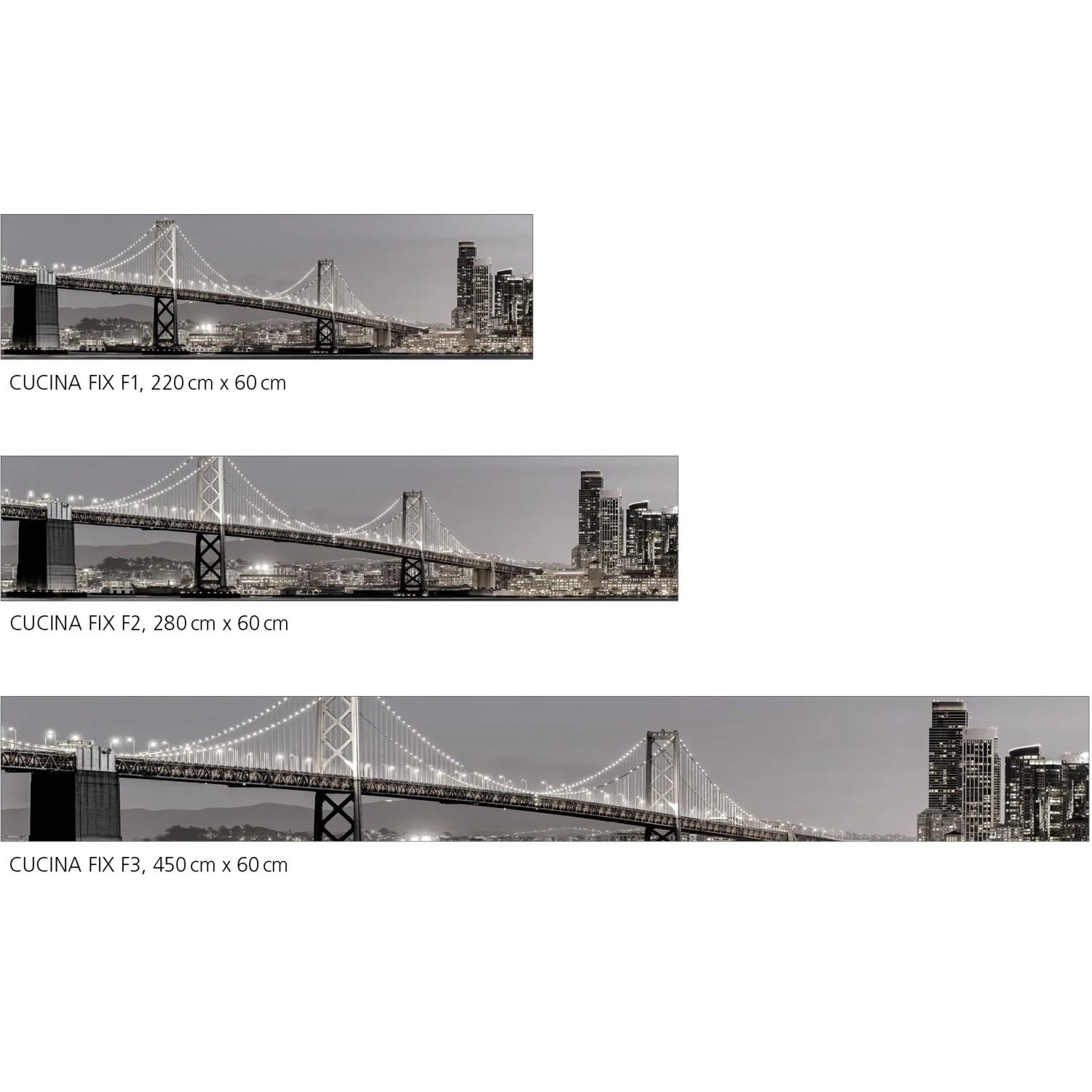 Myspotti Küchenrückwandfolie San Francisco mit Brücke und Stadtansicht in verschiedenen Größen.