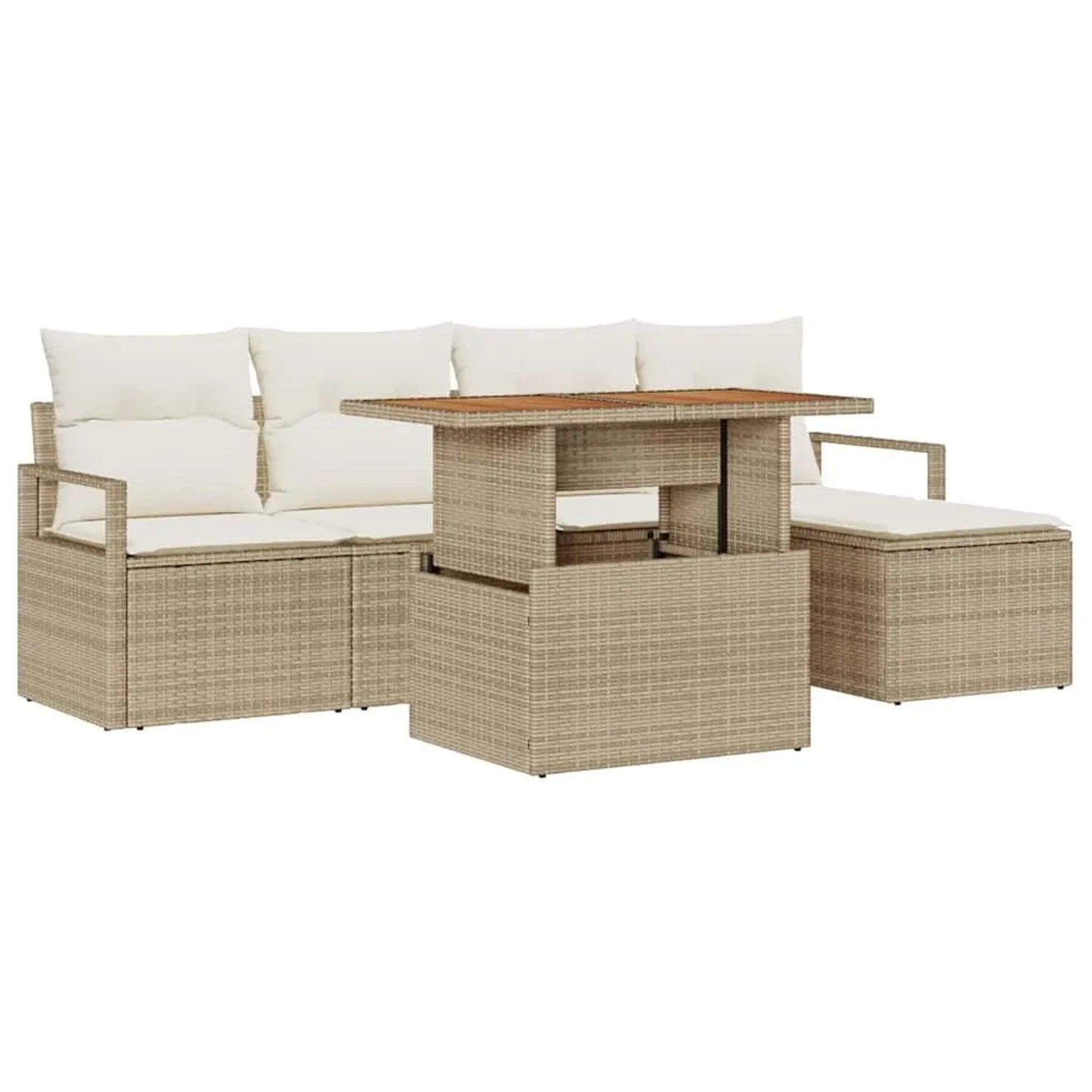 vidaXL Garten Essgruppe mit Kissen 6-Tlg Beige und Creme 3349700 günstig online kaufen