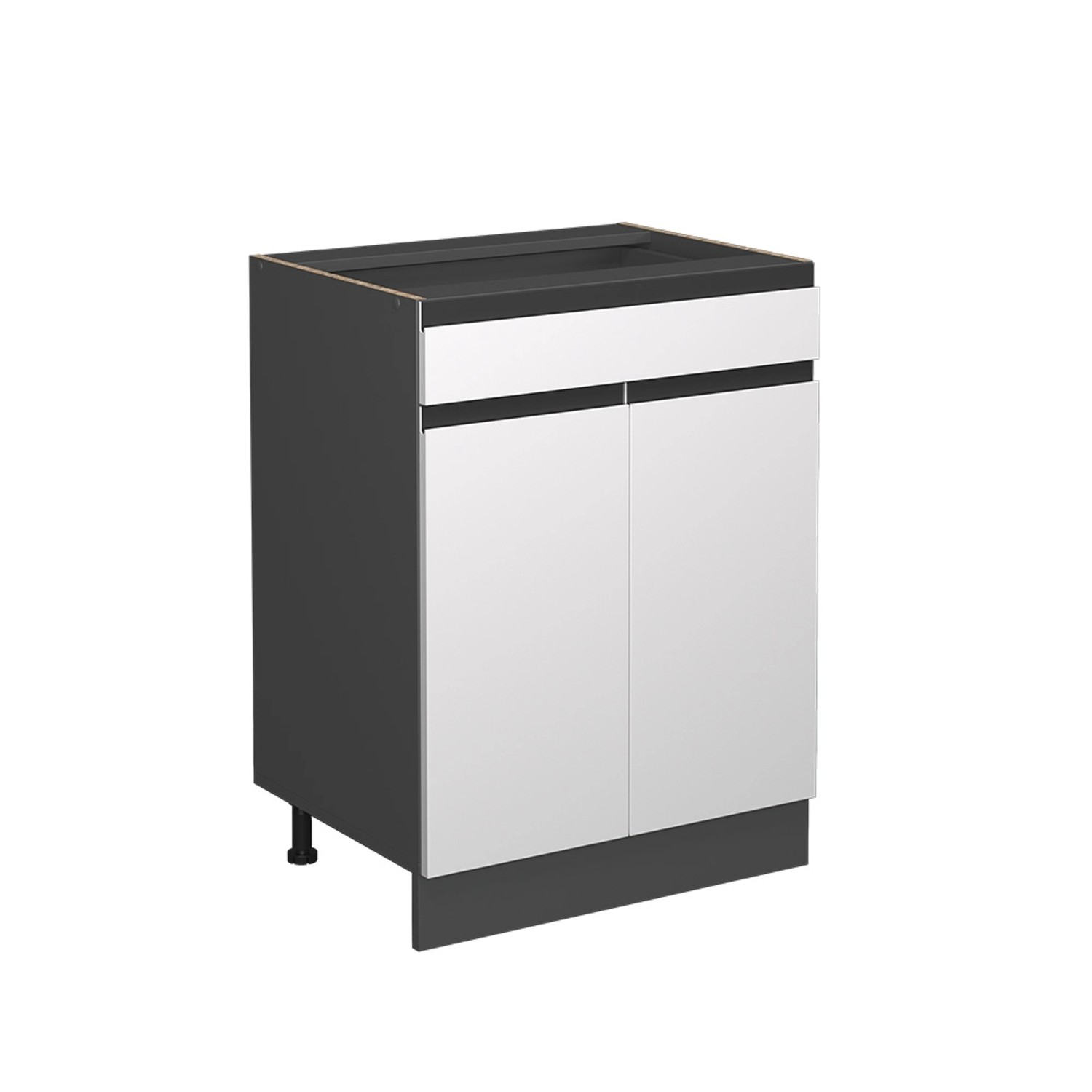 Vicco Küchenunterschrank R-Line Weiß/Anthrazit 60 cm J-Shape mit Schublade ohne Arbeitsplatte