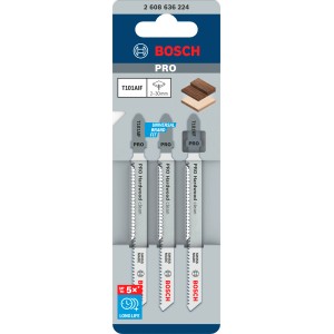 Bosch Stichsägeblatt T 101 AIF, 3 Stück, für saubere Schnitte in Hartholz.