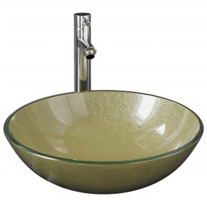 vidaXL Badezimmer Waschbecken mit Wasserhahn und Ablaufgarnitur Gold 3098459