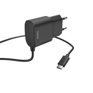 Schwarzes Hama Ladegerät mit USB-C-Anschluss (12W, 1m) für Hausautomation.