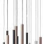 Moderne 16-flammige LED-Pendelleuchte Cembalo in Aluminium, Schwarz und Braun für den Innenbereich.