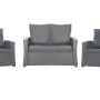 Anthrazitfarbenes Gartenloungekissen-Set für Technorattan-Möbel: Sofa und Sessel mit Polster.