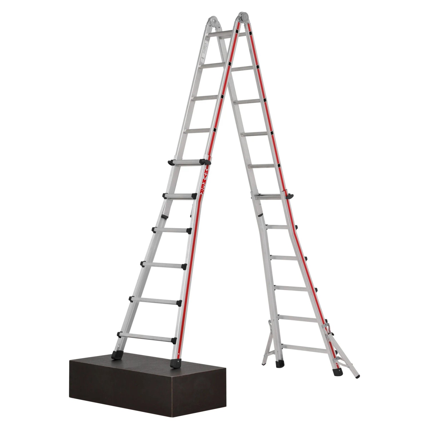 Hymer Teleskopleiter 4x6 Sprossen, flexibel einsetzbar als Anlege- oder Stehleiter.