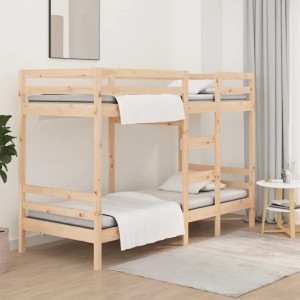 vidaXL Etagenbett aus Kiefernholz, 90x190 cm, ideal für kleine Räume. Holz Bett mit Leiter.