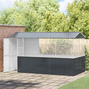 vidaXL Vogelkäfig Anthrazit 410 x 210 x 230 cm Verzinkter Stahl 3325171