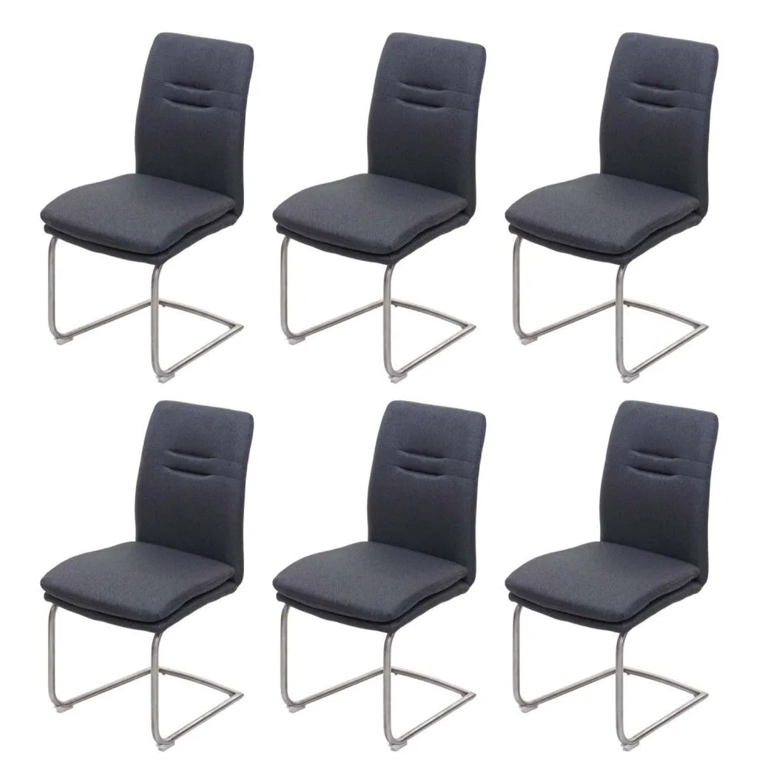 MCW Esszimmerstuhl H70 6er-Set Freischwinger Dunkelgrau