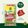 Verpackung Compo Rasen-Langzeitdünger 20 kg für 800 m², mit Rasenfußball und Hinweisen zur Langzeitwirkung.