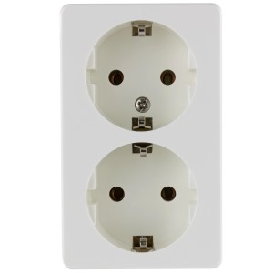 Weiße REV Ritter Aufputz-Steckdose Standard, 2-fach für den Innenbereich.