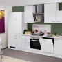 Weiße Flex-Well Classic Küchenzeile Wito 310 cm mit E-Geräten und Spüle.