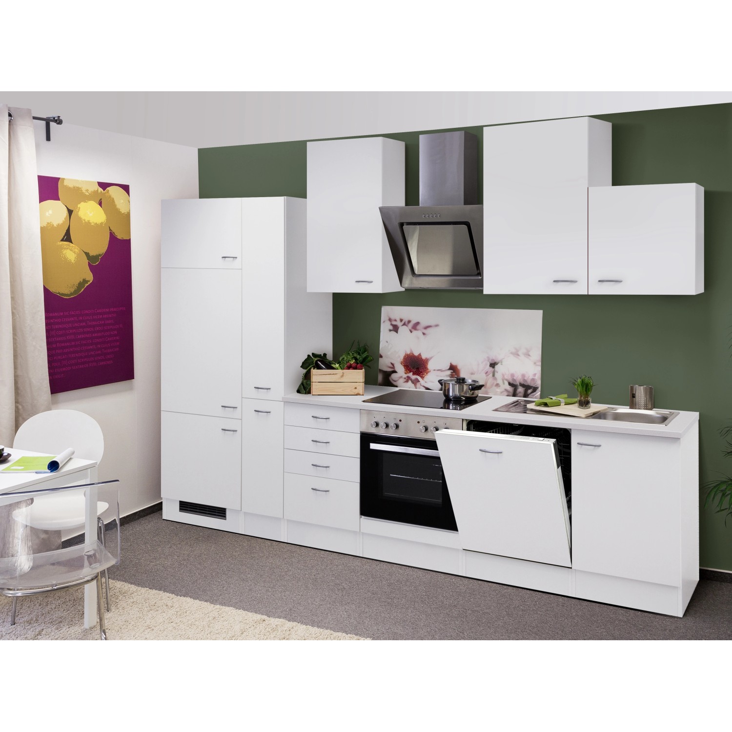 Flex-Well Classic Küchenzeile/Küchenblock Wito 310 cm Weiß