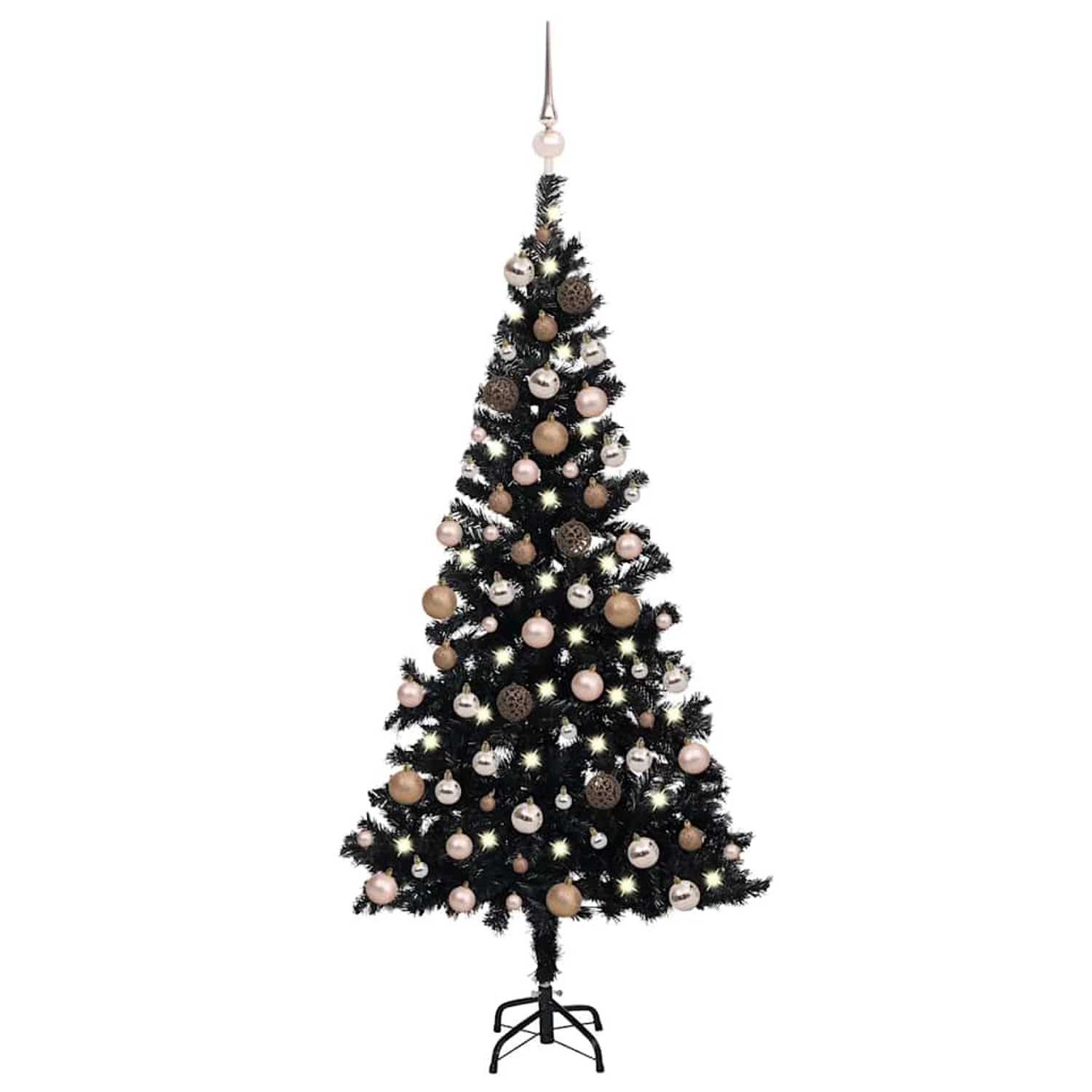 vidaXL Künstlicher Weihnachtsbaum Beleuchtung & Kugeln Schwarz 180 cm 3077590