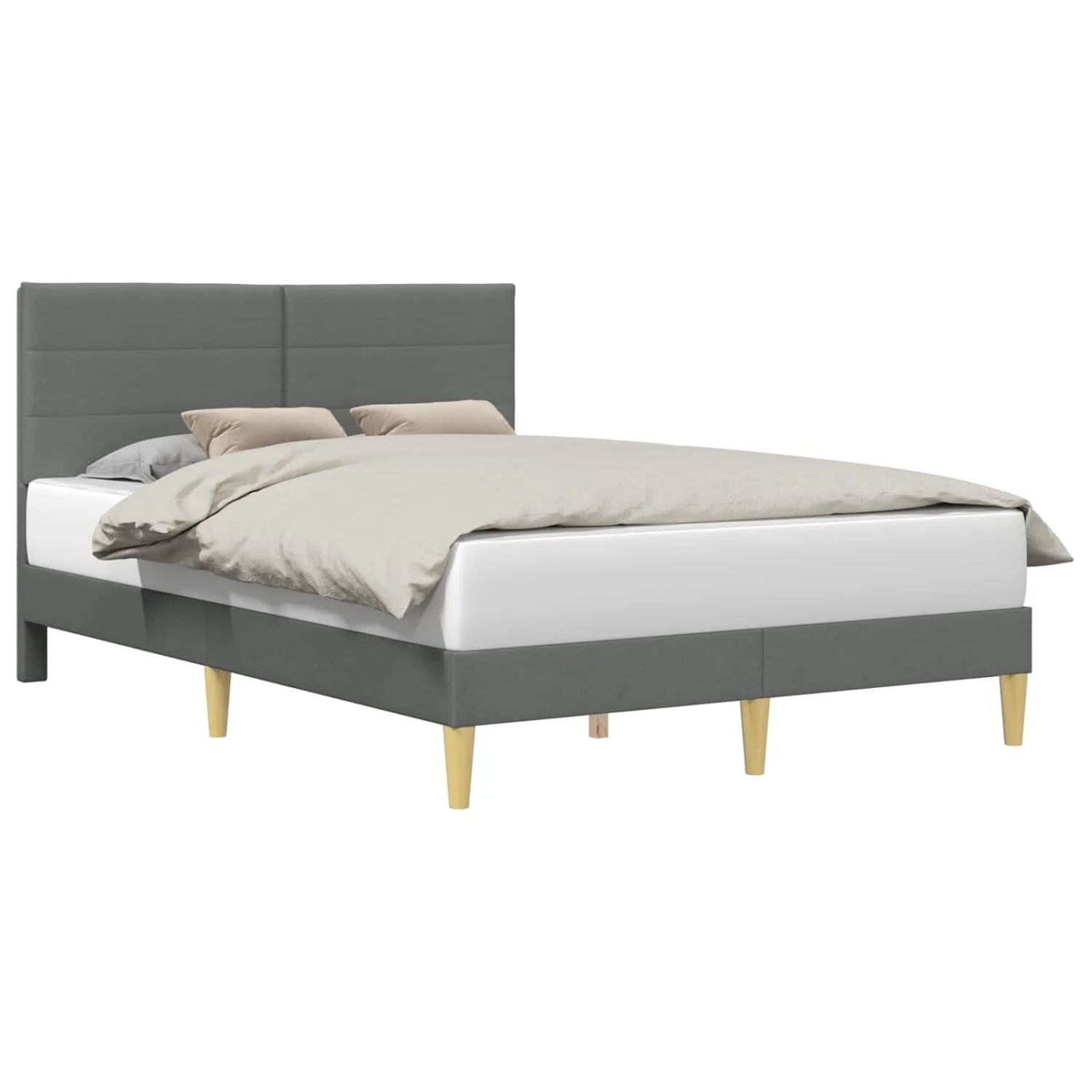 vidaXL Bettrahmen mit Kopfteil Dunkelgrau 140 x 200 cm Stoff 42027589