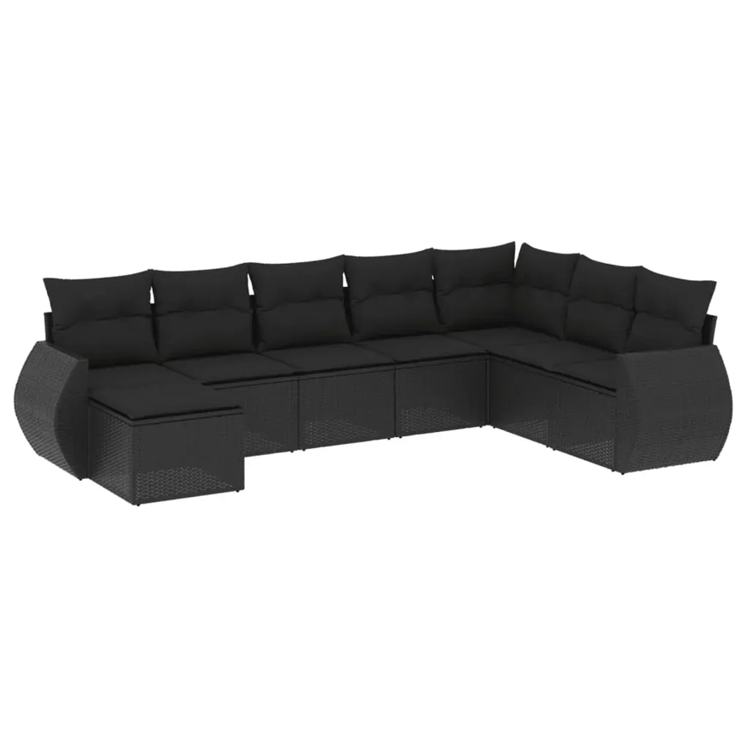 vidaXL 8-Tlg Garten-Sofagarnitur mit Kissen Schwarz Poly Rattan 3254092 günstig online kaufen