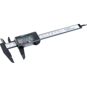 Digitaler Messschieber aus Karbonfaser, Messbereich 0-150 mm, mit LCD-Display zur präzisen Messung.