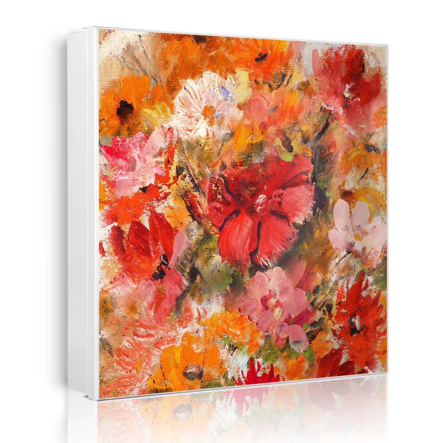 Banjado Großer Schlüsselkasten Metall 30x30cm Weiß Scharnier Links 50 Haken Beschreibbar Magnetisch Motiv Fallende Blumen