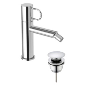 Chrom Bidetarmatur mit Hebel und Pop-Up Ablaufventil. Pianura Stella 5L für Waschtisch.