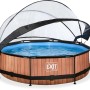 EXIT Wood Pool Ø300cm mit Filterpumpe und Abdeckung. Stahlrahmenpool in Holzoptik.