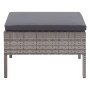 Fußhocker aus grauem Rattan mit anthrazitfarbenem Kissen, Teil des vidaXL Garten-Lounge-Sets.