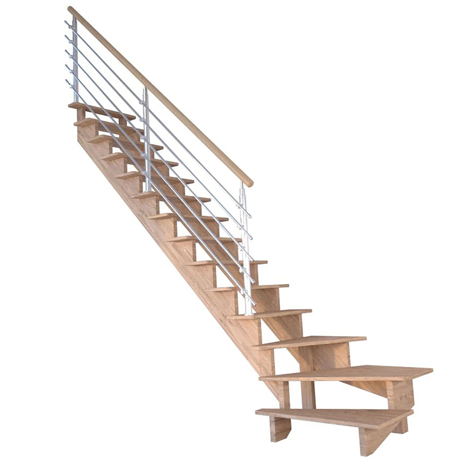Treppe Lindos Pro Eiche Gew. L 100 cm Design-Geländer-Edelstahl FSC® günstig online kaufen