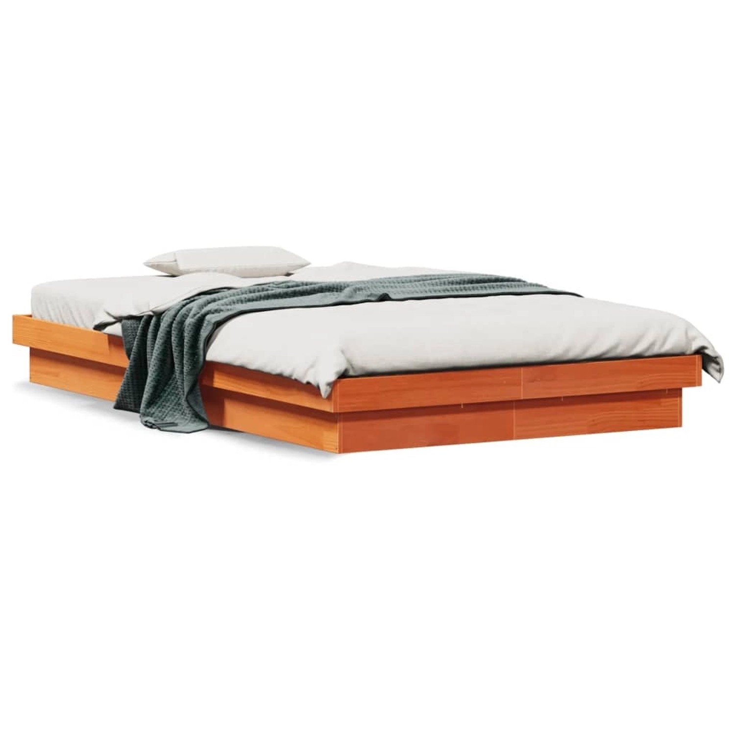vidaXL Massivholzbett mit LED-Beleuchtung Wachsbraun 135x190 cm Kiefer 8444 günstig online kaufen
