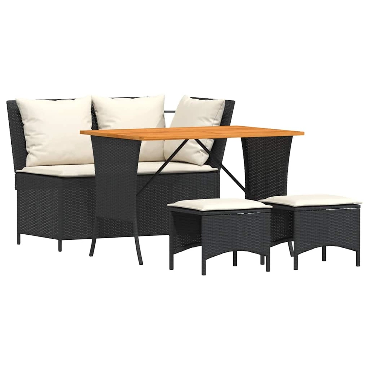 vidaXL 4-Tlg Garten-Essgruppe mit Kissen Schwarz Poly Rattan 4104131 günstig online kaufen