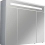 Fackelmann Spiegelschrank Kara, weiß, 80 cm breit, mit drei Spiegeltüren und integrierter Beleuchtung.