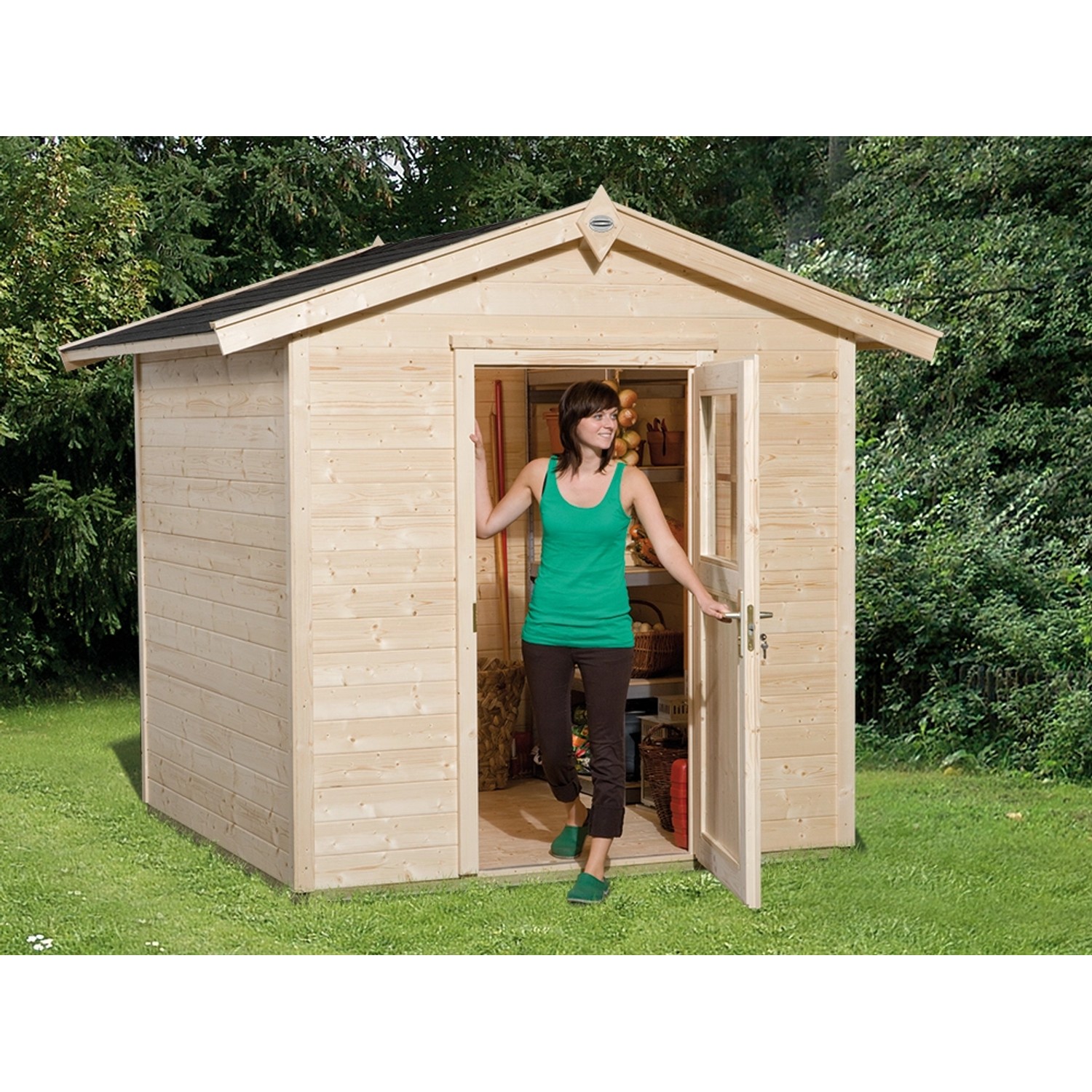 OBI Outdoor Living HolzGartenhaus Monza Satteldach Unbehandelt 205 cm