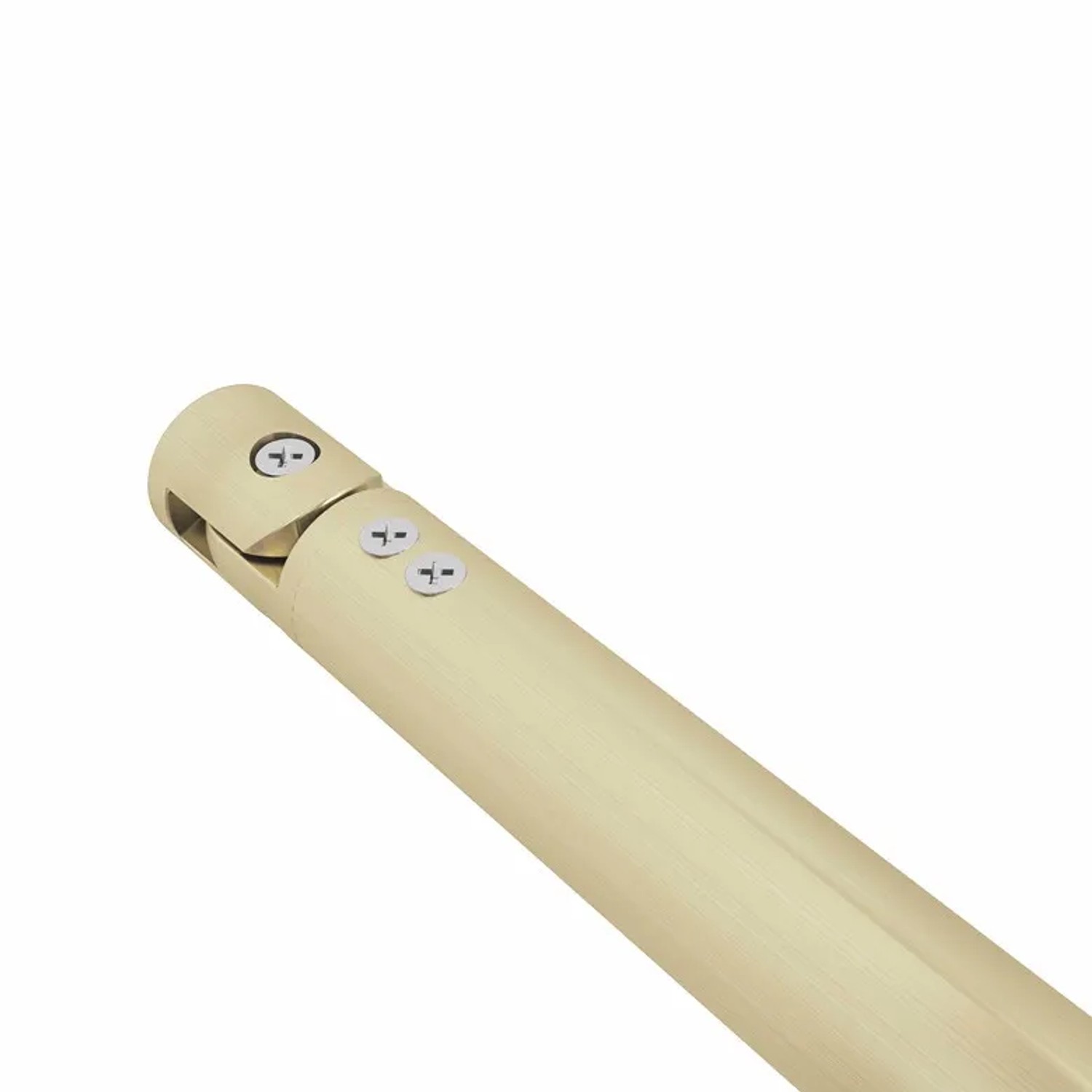 Nahaufnahme einer gold gebürsteten, ausziehbaren Dusch-Stabilisierungsstange aus Aluminium. Für 6-10mm Glas.