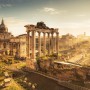 Vlies Fototapete Forum Romanum (500x280 cm) mit Ruinen und Säulen bei Sonnenaufgang.