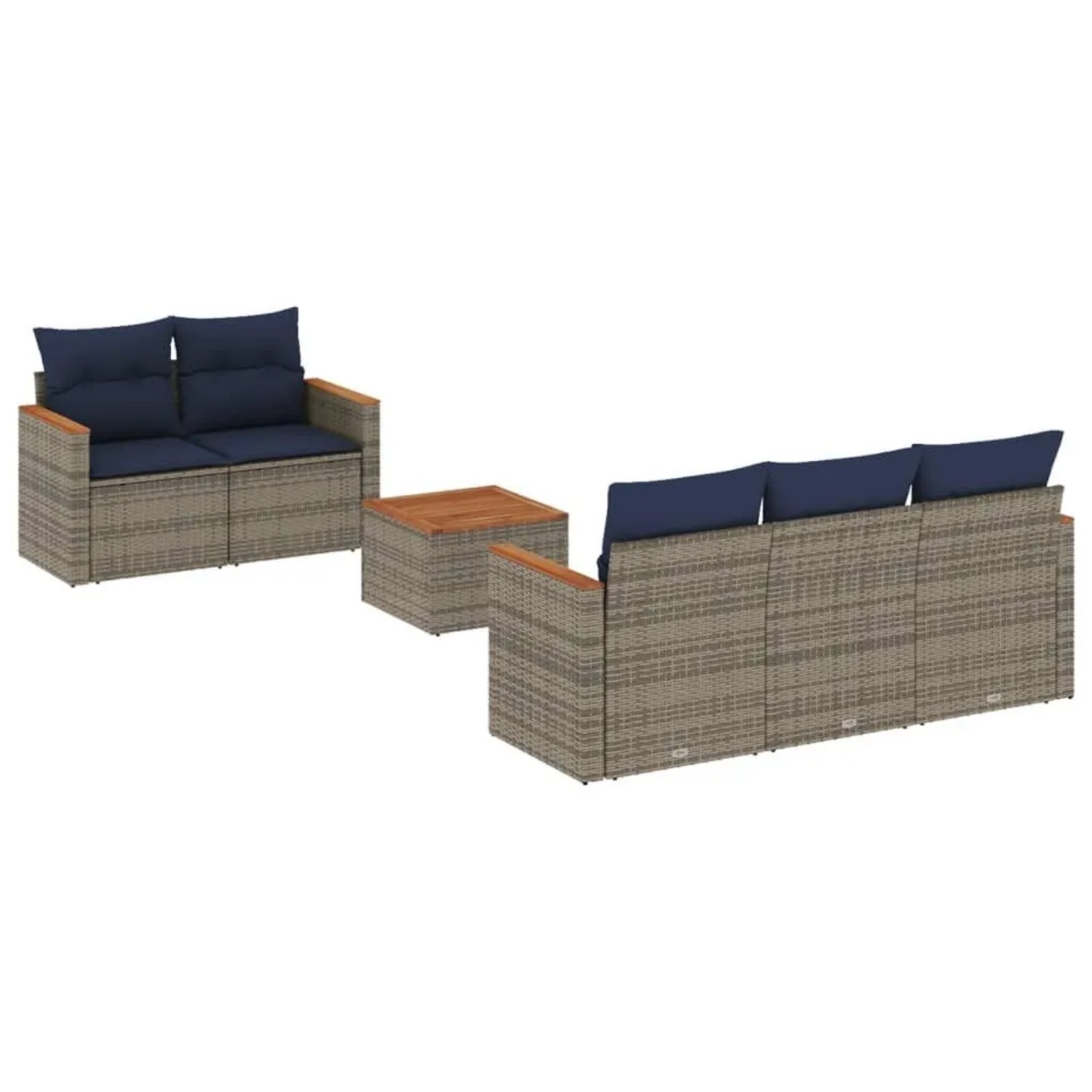 vidaXL 6-Tlg Gartensofa-Set mit Kissen Grau Polyrattan 3225788 günstig online kaufen