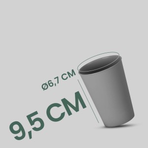 Grauer ProHome Kunststoffbecher, 0,2 Liter, 8er-Pack, Geschirr mit Maßangaben.