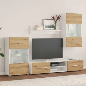 vidaXL 5-Tlg Wohnwand mit LED-Beleuchtung Artisan-Eiche Holzwerkstoff 3324234