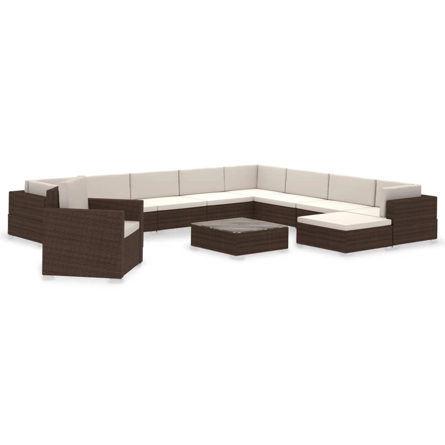 vidaXL 12-Tlg Garten-Lounge-Set mit Auflagen Poly Rattan Braun 41262